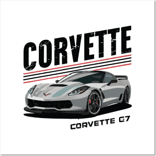 Corvette C7 Z06 JDM Drift Vintage Car Posters and Art